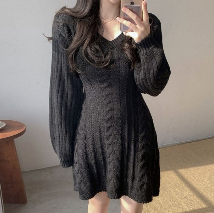 Knitted dress for women with a loose fit and elegant braid details Lune London