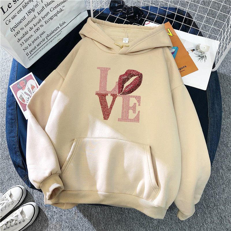 Women's hoodie with creative lip design Chic & Stil