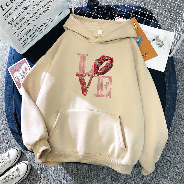Women's hoodie with creative lip design Chic & Stil