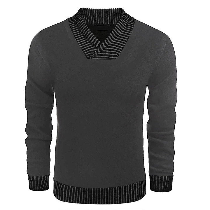 Elegant knitted sweater for men with modern shawl collar and structured top Lune London