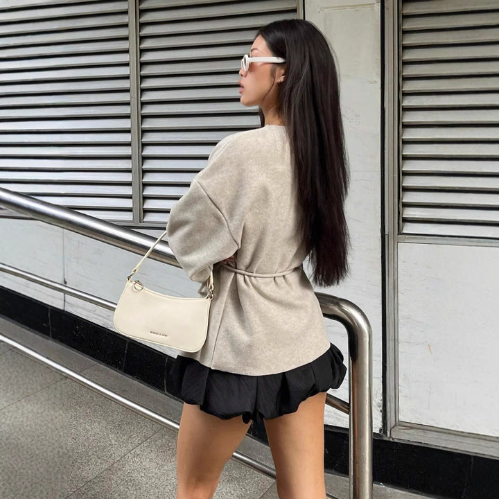 Women's lined wrap jacket with a modern cut and a belted waist Lune London