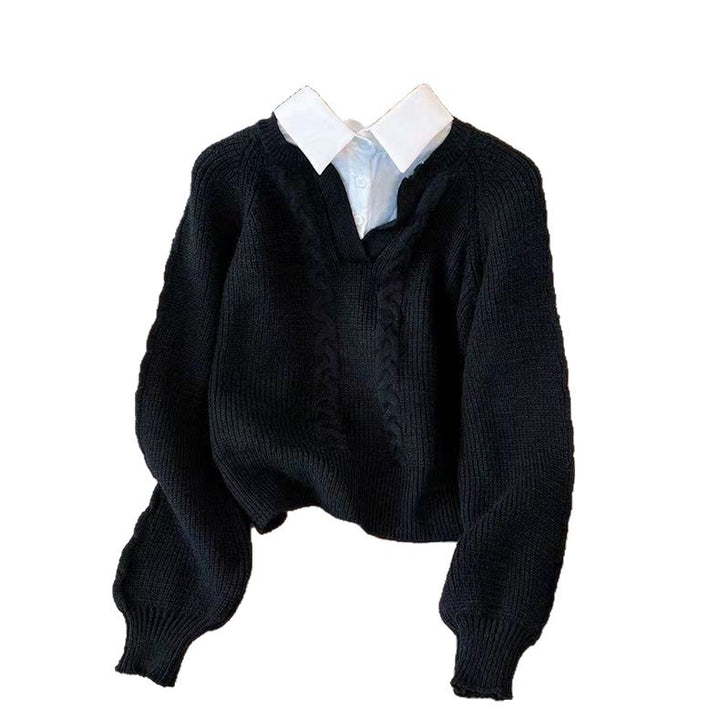 Sweater tricot élégant pour femmes avec décolleté en V profond et motif en câble Chic & Stil