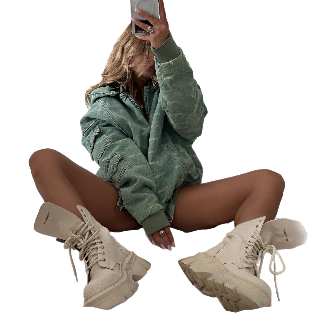Oversized denim jacket for women with a relaxed fit and practical pockets Lune London