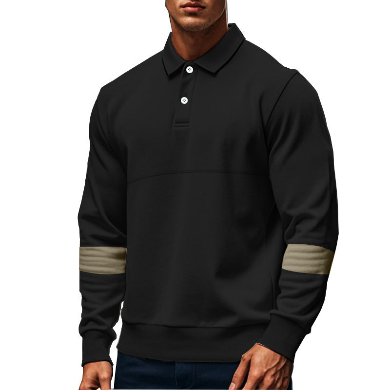 Elegant man long sleeve polo with contrasting sleeve details Lune London
