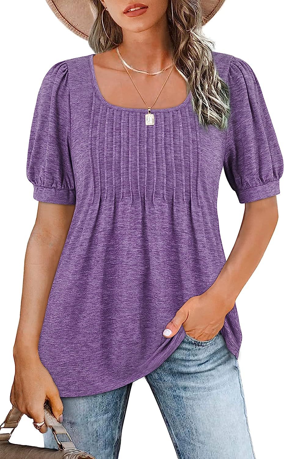 Casual T-shirt for ladies with puff sleeves and pleated design Lune London