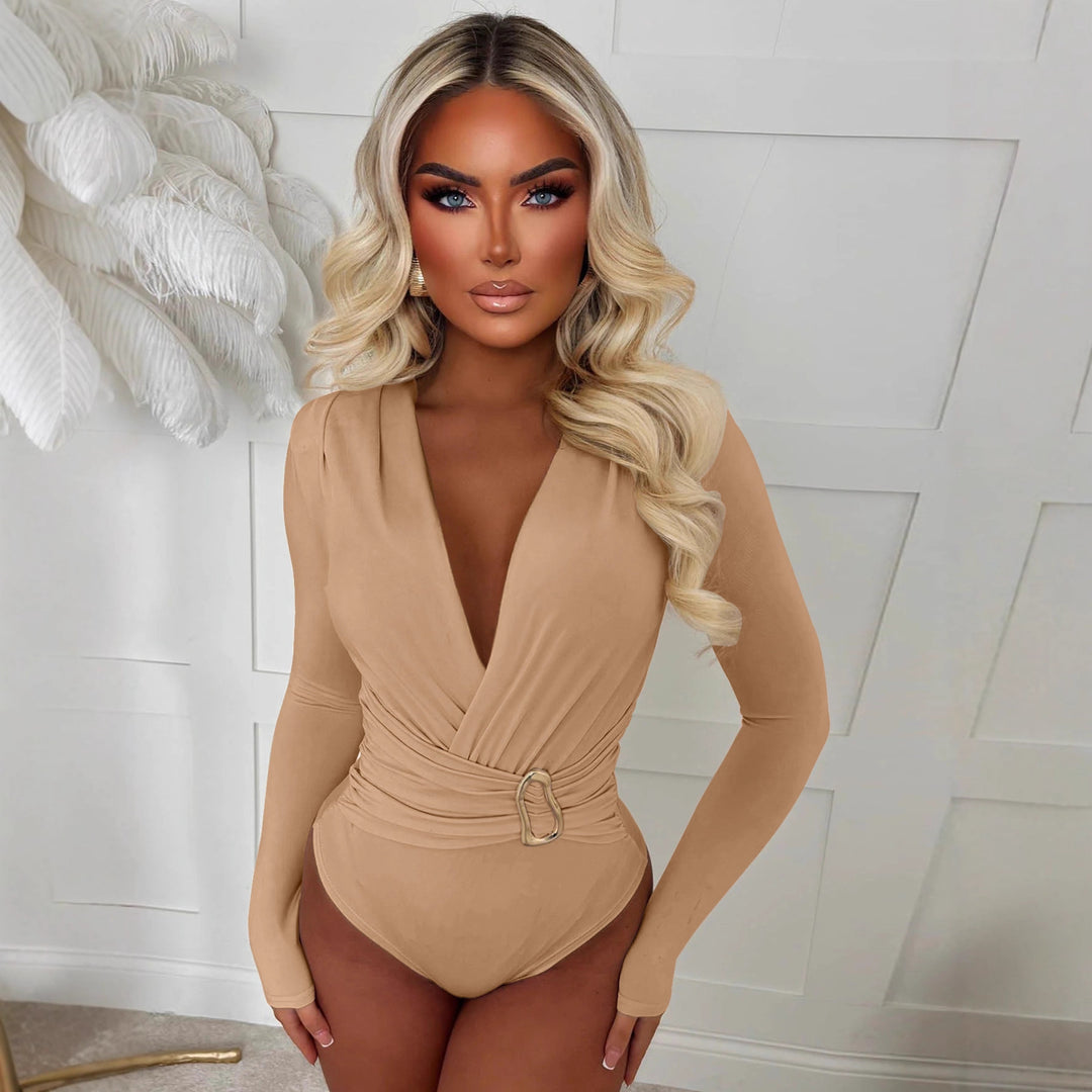 Women's body with deep V-neck and narrow belt Lune London