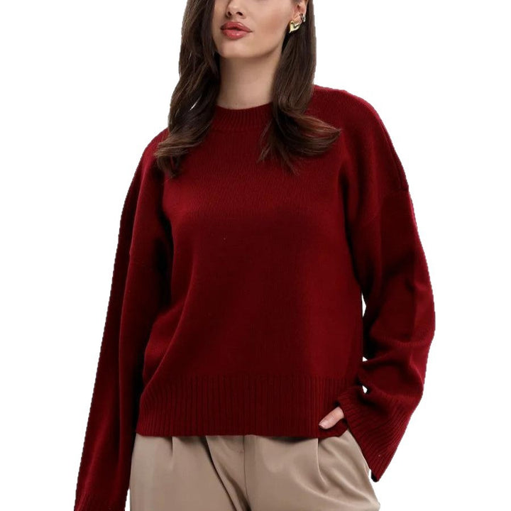 Ladies Comfortable Loose Sweater with Textured Ribbed Pattern Lune London