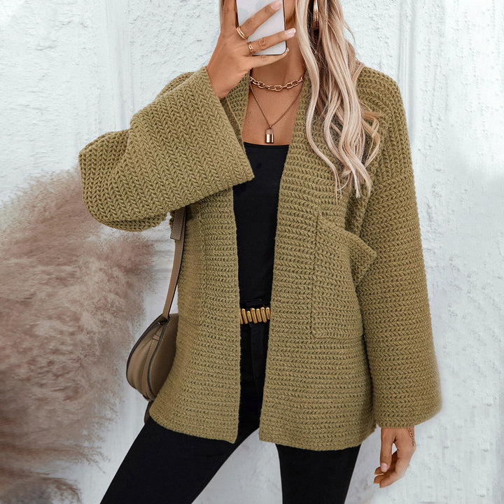 Airy knitted jacket for women with large pockets and open sleeves Lune London