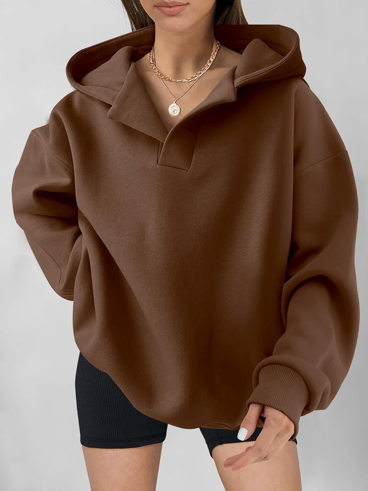 Oversized hoodie for women with half-zip Lune London