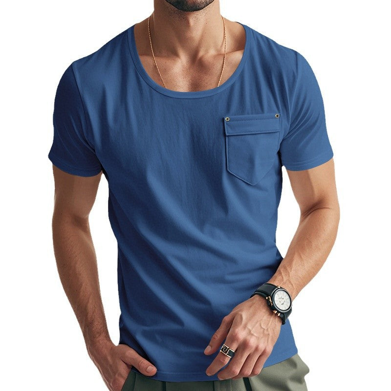 Men's sports t-shirt with deep V-neck and practical chest pocket Lune London