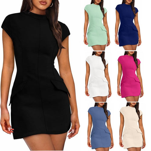 Fitted dress for women with short sleeves and practical pockets Lune London