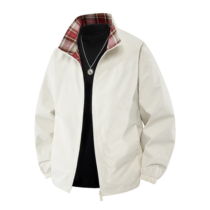 Lightweight bomber jacket for men with checkered collar Lune London