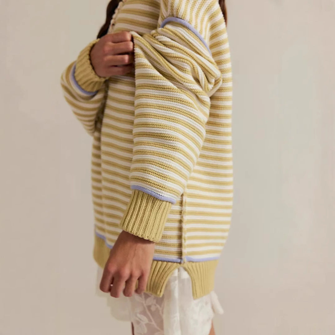 Oversized knit sweater for women with striped pattern and relaxed fit Lune London