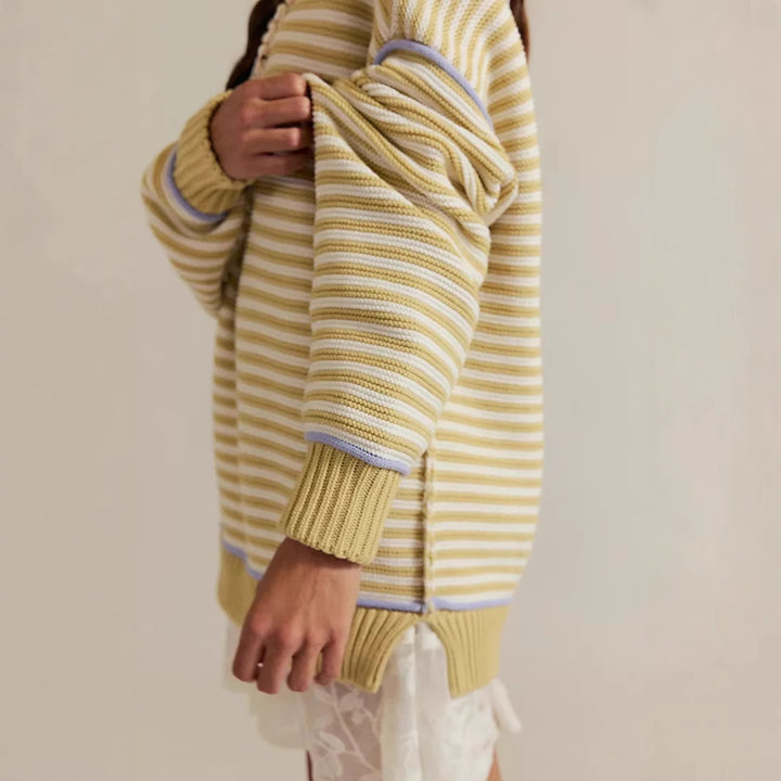 Oversized knit sweater for women with striped pattern and relaxed fit Lune London