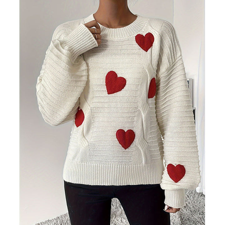 Pull femme en tricot avec appliqués en forme de cœur au design moderne Chic & Stil