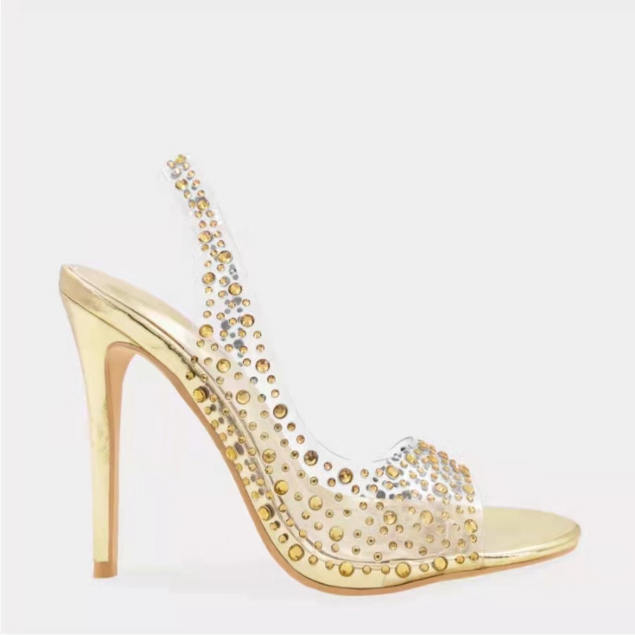 Ladies Glamour High Heel Sandals with Chic Rhinestone Embellishments