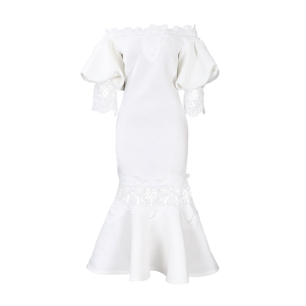 Ladies Elegant Sheath Dress with Lace Sleeves Lune London