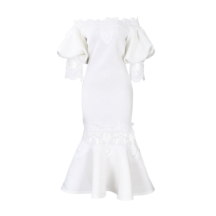 Ladies Elegant Sheath Dress with Lace Sleeves Lune London