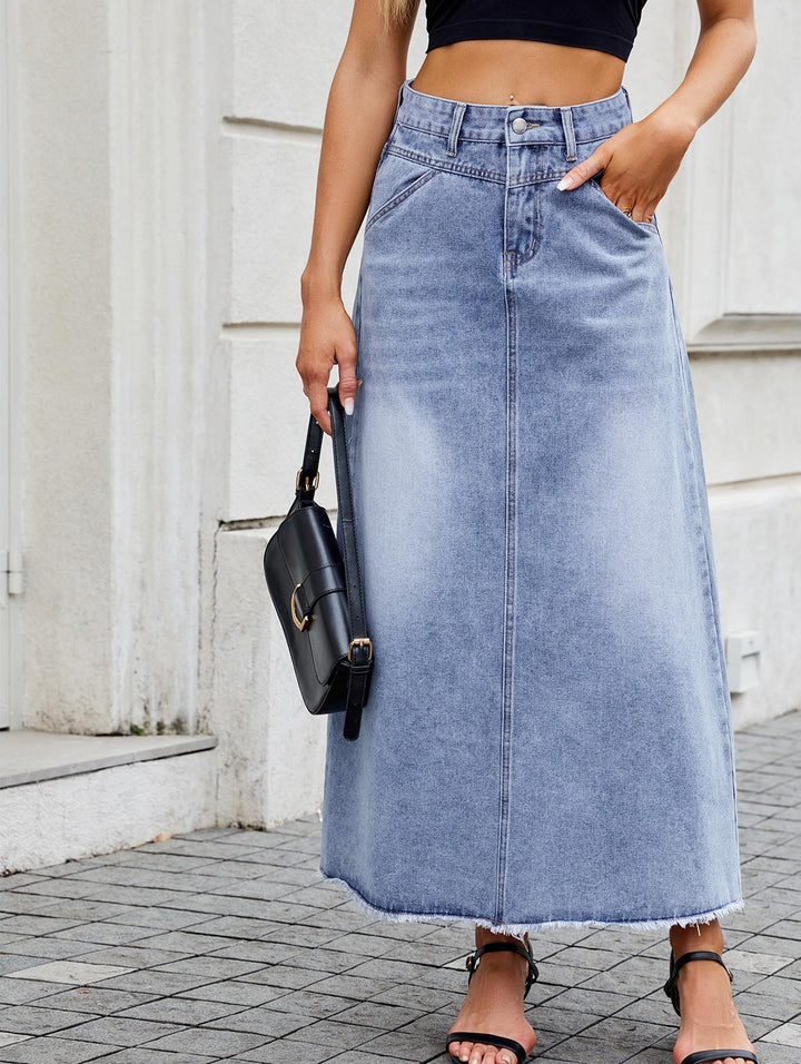 High-quality denim maxi skirts for women Lune London