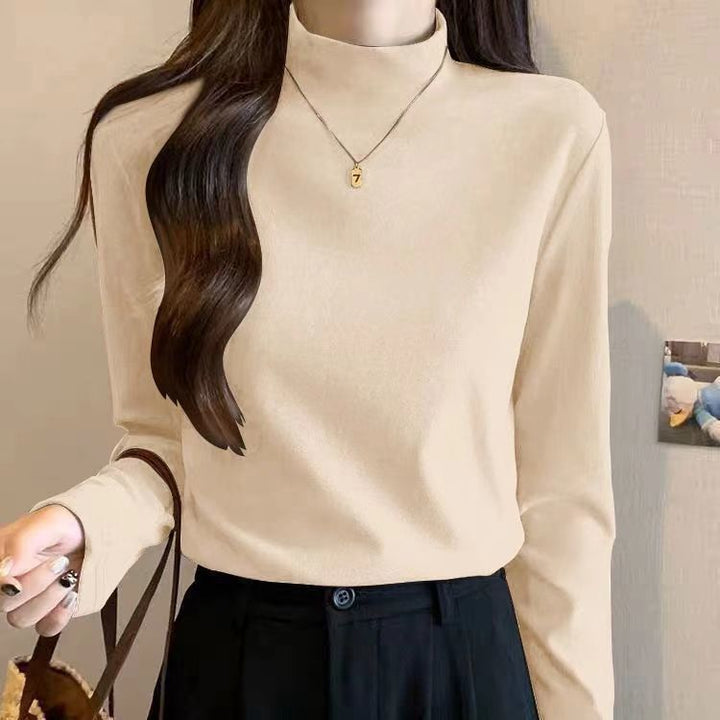 Chemise à manches longues pour femmes avec col montant et fine structure Chic & Stil