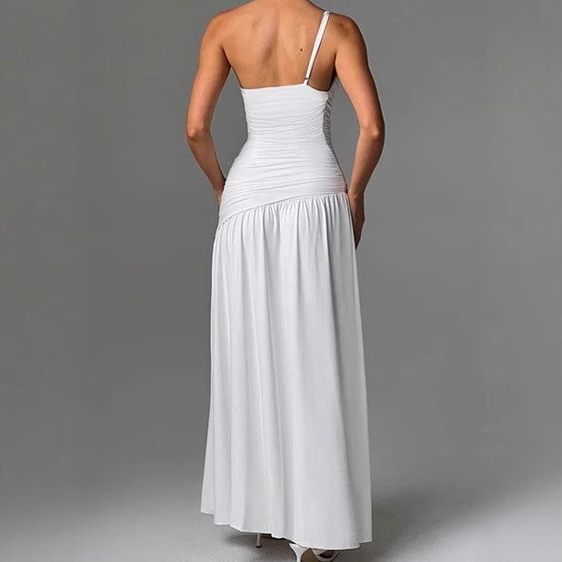 Ladies Elegant Maxi Dress with Off-Shoulder Design and High Split Lune London