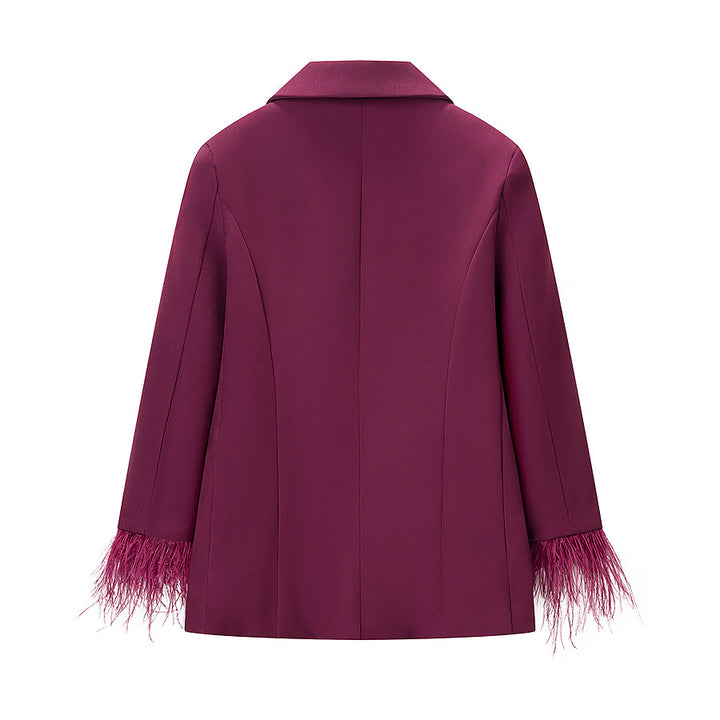 Blazer de mode pour femmes avec garniture en plumes frappante Chic & Stil