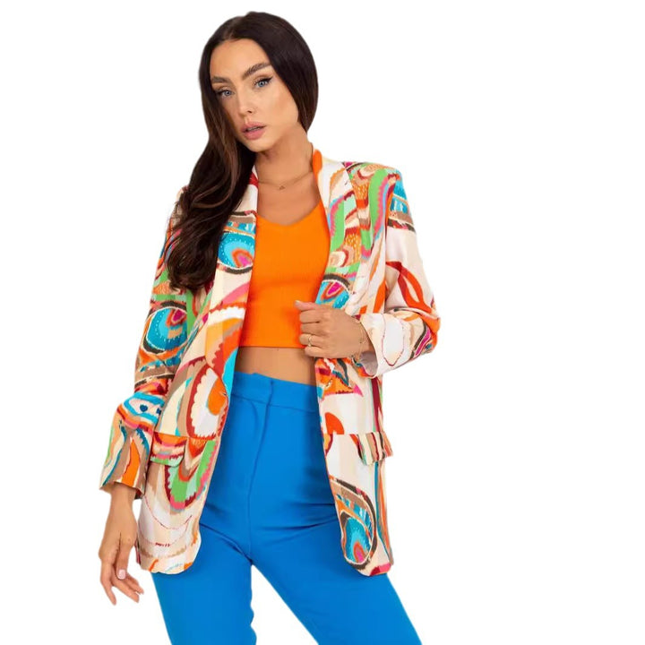 Ladies Elegant Blazer with Colorful Pattern and Modern Accents Lune London