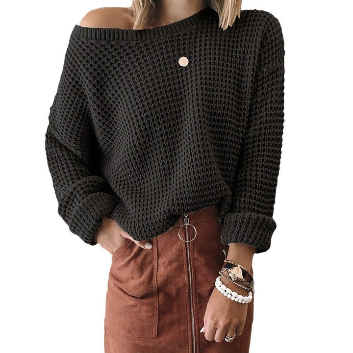 Casual knit sweater for women with a loose fit and an off-shoulder design Lune London