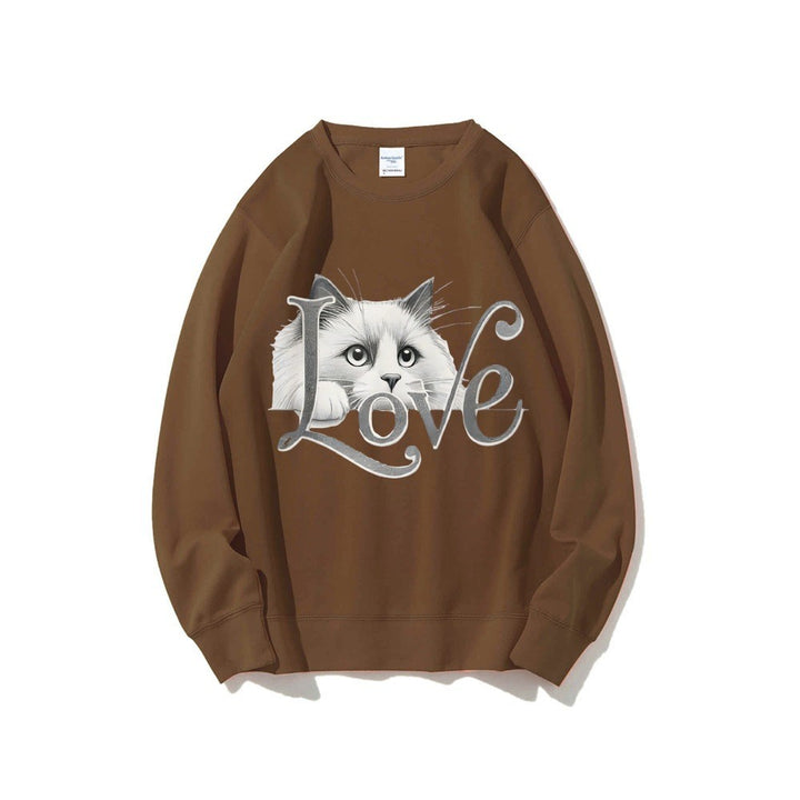 Sweat-shirt pour femmes avec un design de chat ludique et une coupe décontractée Chic & Stil