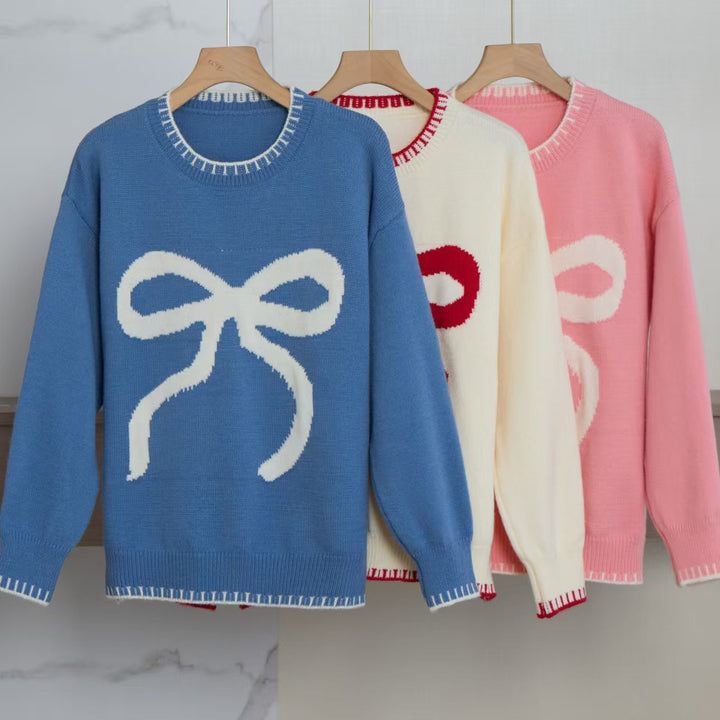 Ladies Comfortable sweater and sweatshirt with bow pattern and comfortable sleeves Lune London