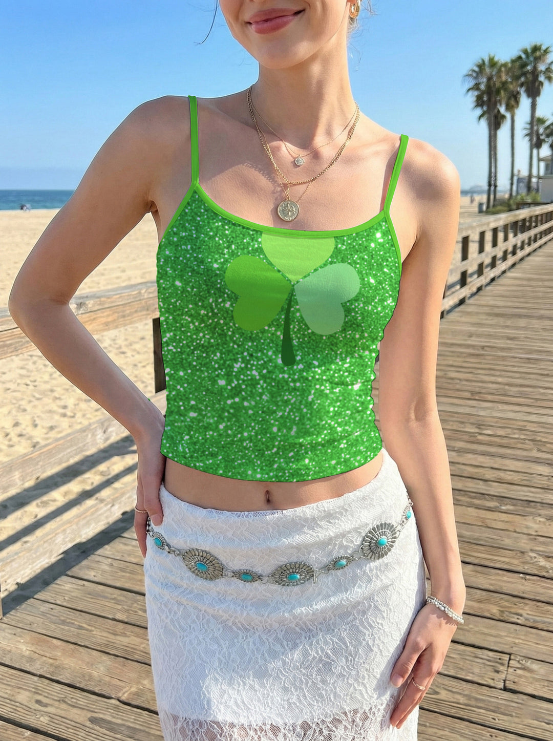 Women's crop top with floral pattern and adjustable straps Lune London