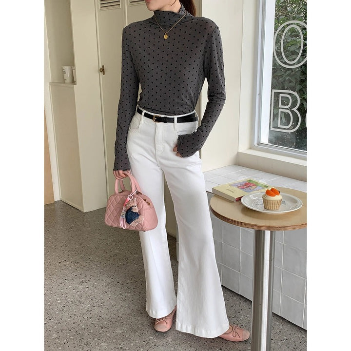 Women's Long Sleeve Polka Dots Turtleneck Chic & Stil