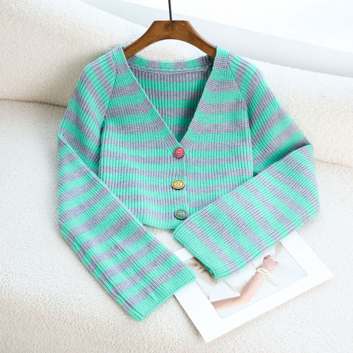 Cardigan femme avec design de boutons colorés et coupe décontractée Chic & Stil