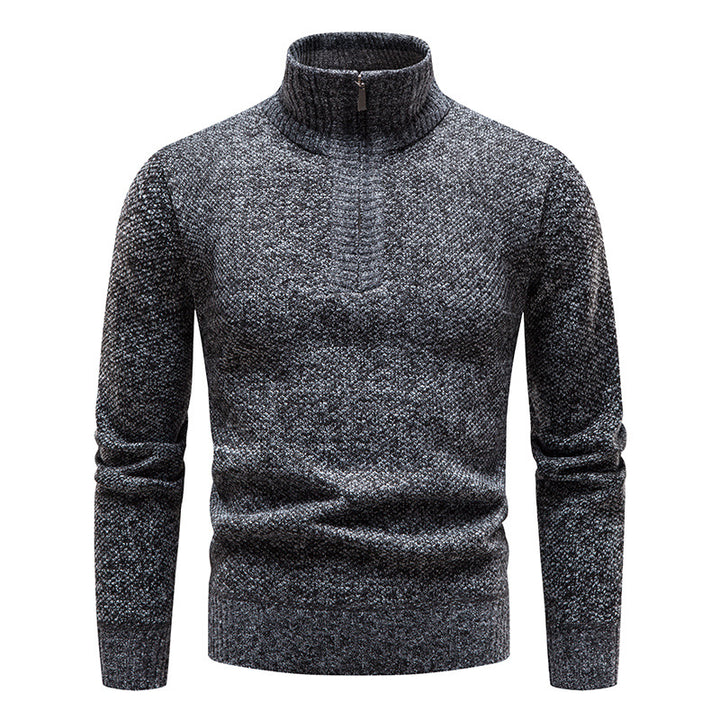 Knitted sweater for men with high collar and zipper Lune London