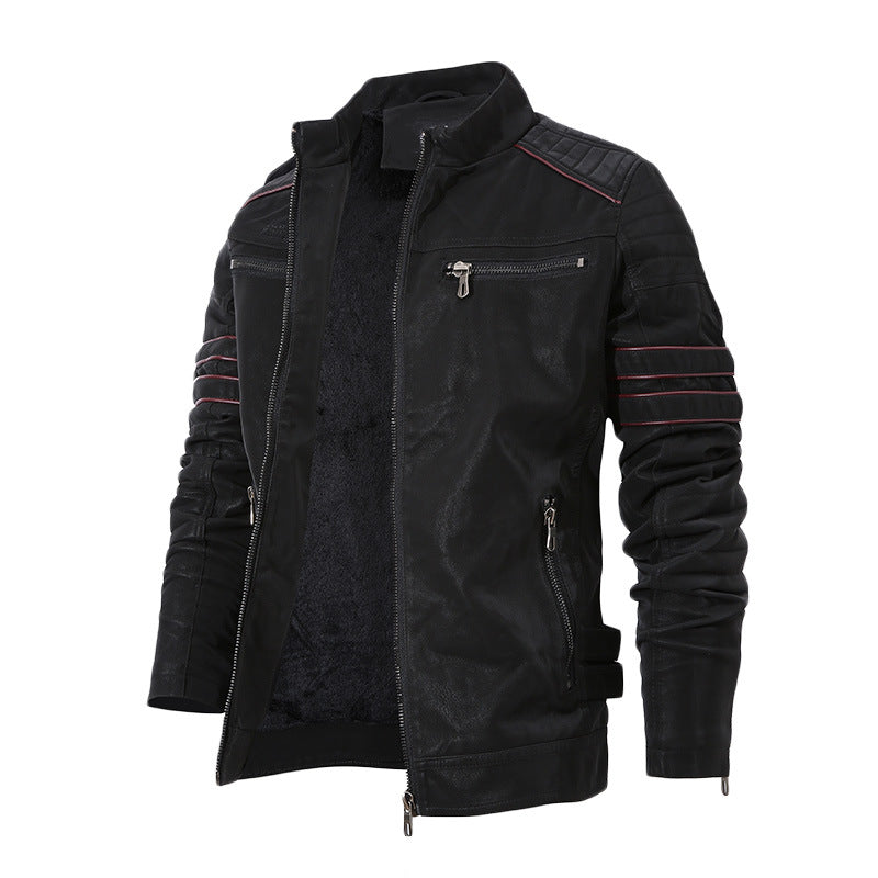 Men's sporty leather jacket with padded inner lining Lune London