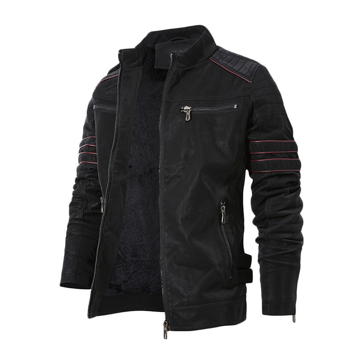 Men's sporty leather jacket with padded inner lining Lune London
