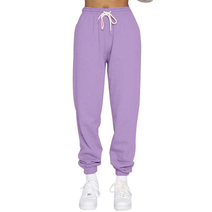 Sporty high-waisted jogger pants for women with drawstring Lune London