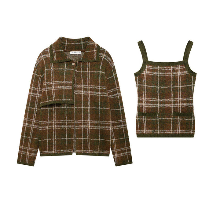 Ladies Fluid Checked Jacket with Elegant Stand-Up Collar Lune London