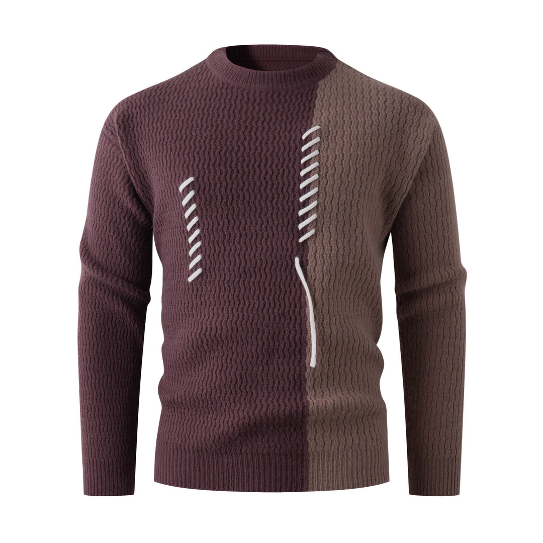 Men's knitted sweater with a modern cable pattern and contrasting details Lune London