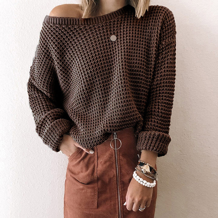 Casual knit sweater for women with a loose fit and an off-shoulder design Lune London