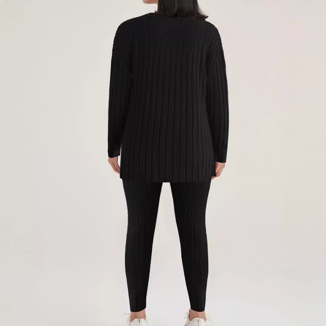 Women Casual Knit Set with Ribbed Structure and Loose Fit Lune London