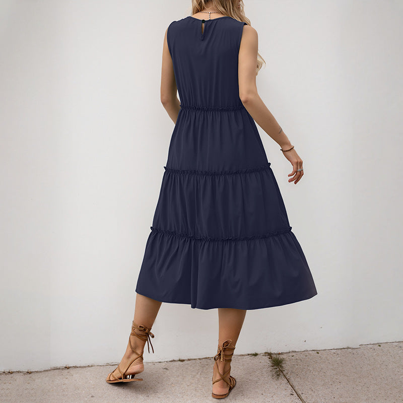 Lune London sleeveless ruffle midi dress for women
