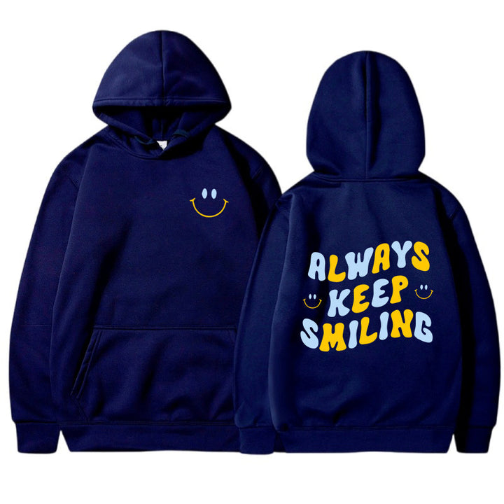 Ladies hoodie with cheerful lettering and practical kangaroo pockets Lune London