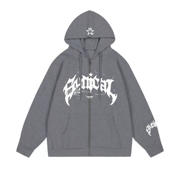 Ladies zip-up hoodie casual with graphic print Lune London