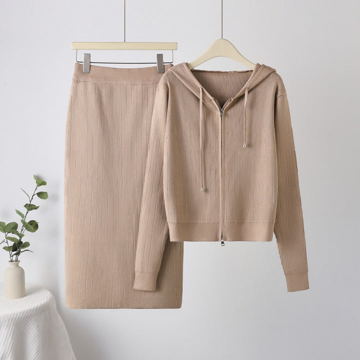 Ladies' knitted set with hood and slim skirt Lune London