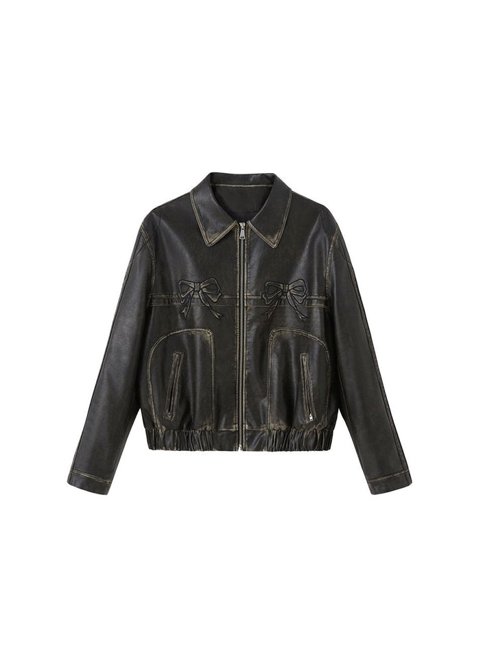 Lune London | Bow Zipper Leather Jacket