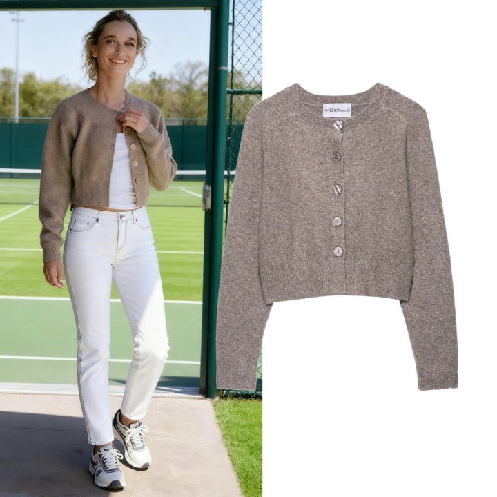 Women's knitted jacket with button placket and relaxed fit Lune London