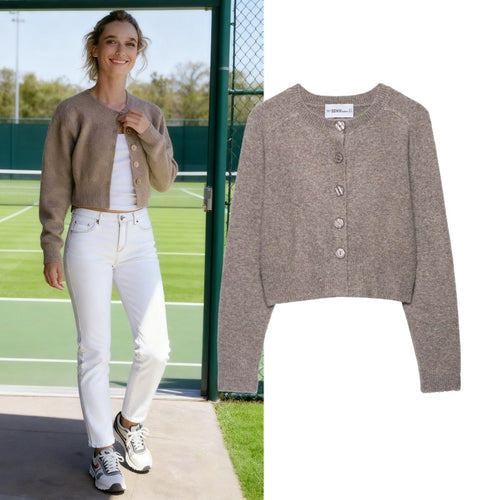 Women's knitted jacket with button placket and relaxed fit Lune London
