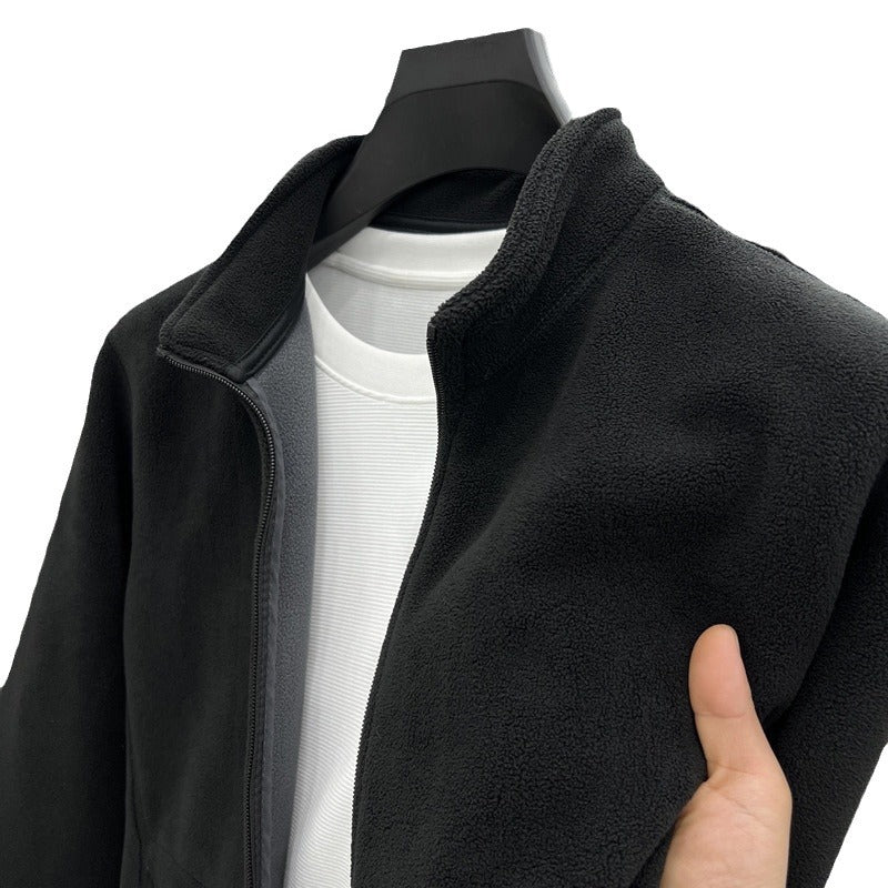 Fleece jacket for men with high collar and practical pockets Lune London