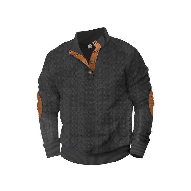 Modern knit sweater for men with high collar and contrasting accents Lune London
